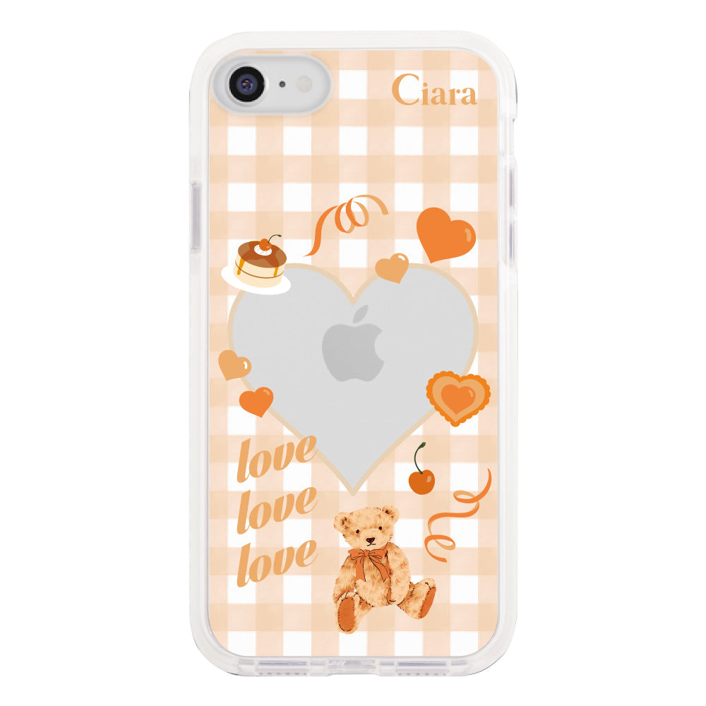 iPhone7/8/SE2/SE3ケース クッションバンパー 耐衝撃クリアケース マイスウィーティー オレンジ