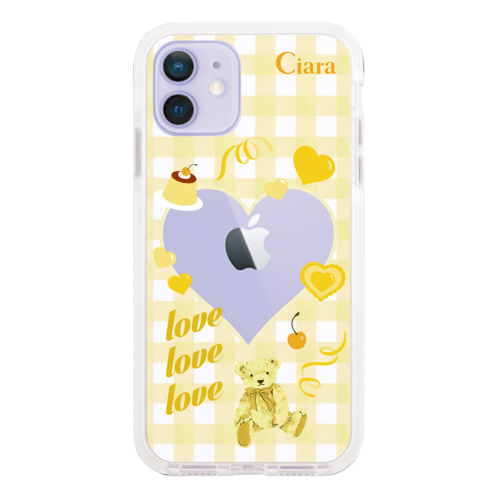 iPhone12/12Proケース クッションバンパー 耐衝撃クリアケース マイスウィーティー イエロー