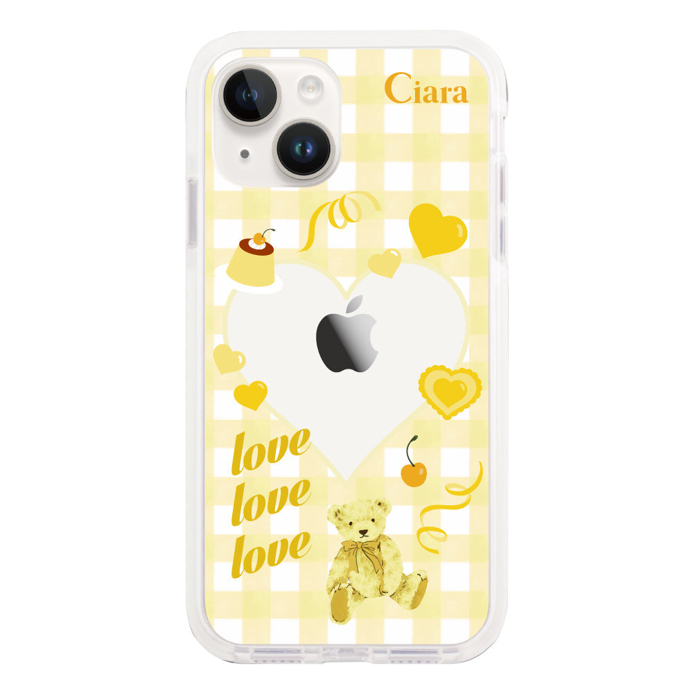 iPhone14ケース クッションバンパー 耐衝撃クリアケース マイスウィーティー イエロー