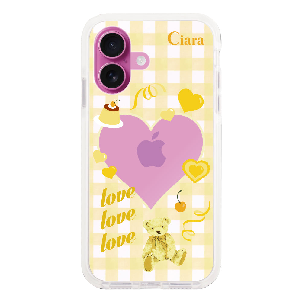 iPhone16Plus クッションバンパー 耐衝撃クリアケース マイスウィーティー イエロー