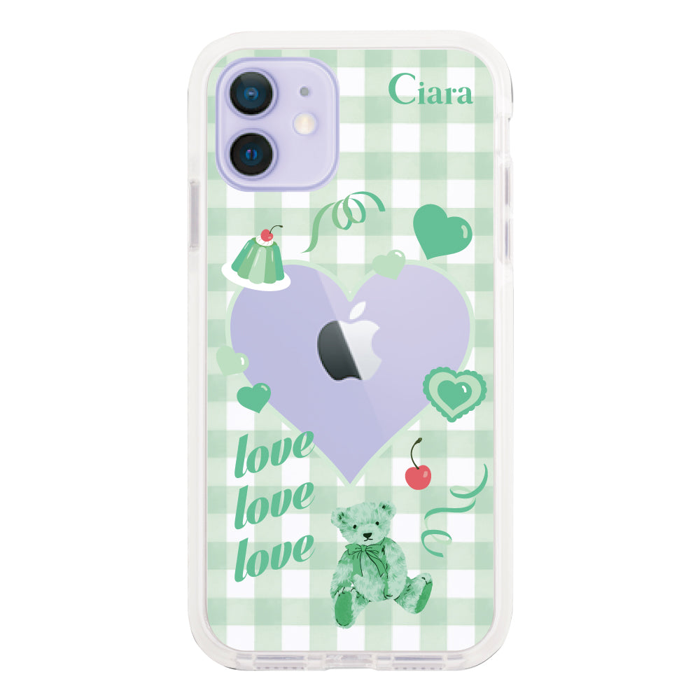 iPhone12/12Proケース クッションバンパー 耐衝撃クリアケース マイスウィーティー グリーン
