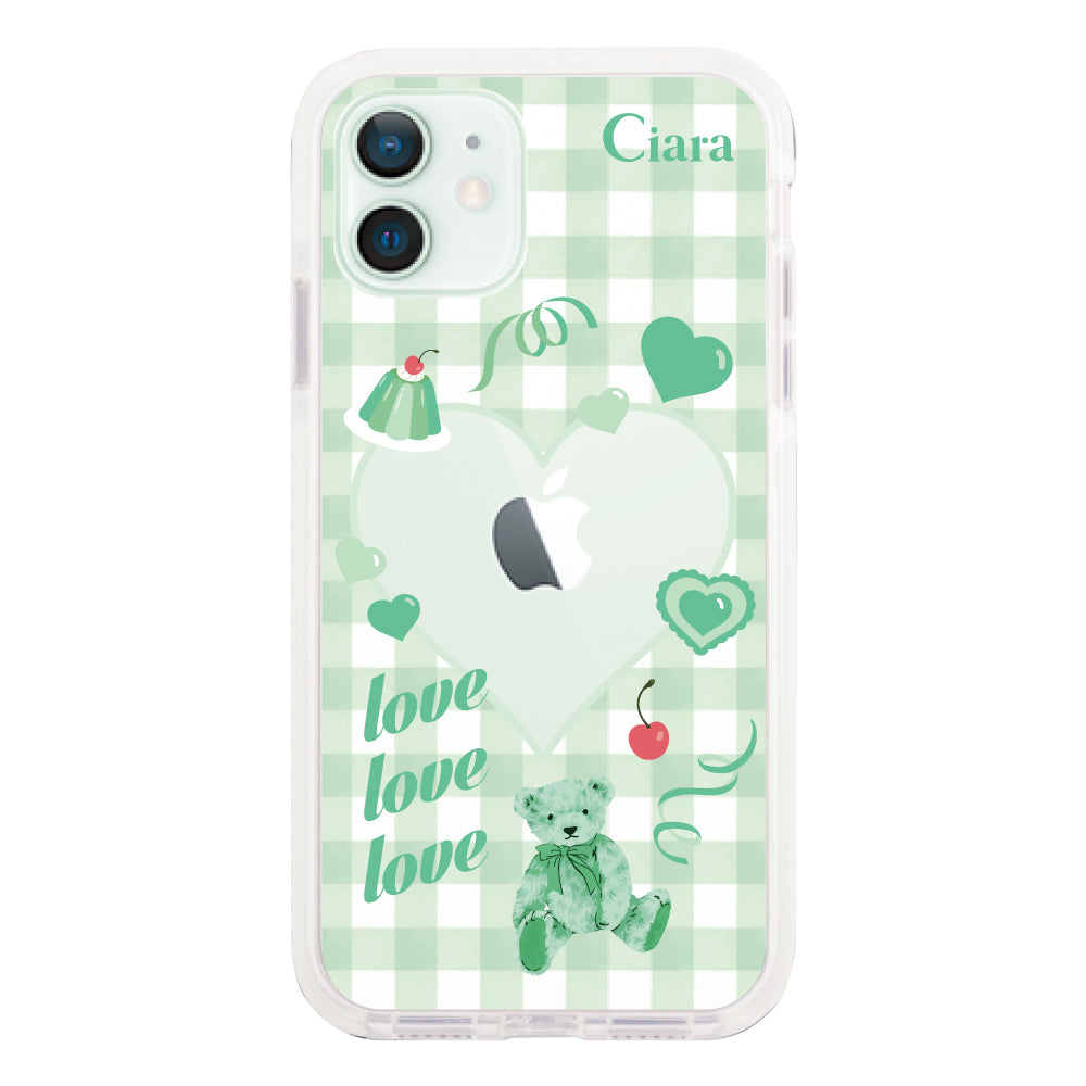 iPhone12mini クッションバンパー 耐衝撃クリアケース マイスウィーティー グリーン