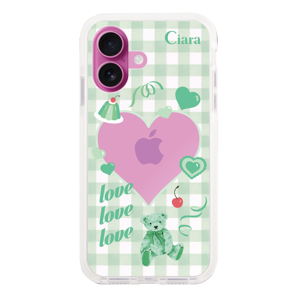 iPhone16Plus クッションバンパー 耐衝撃クリアケース マイスウィーティー グリーン