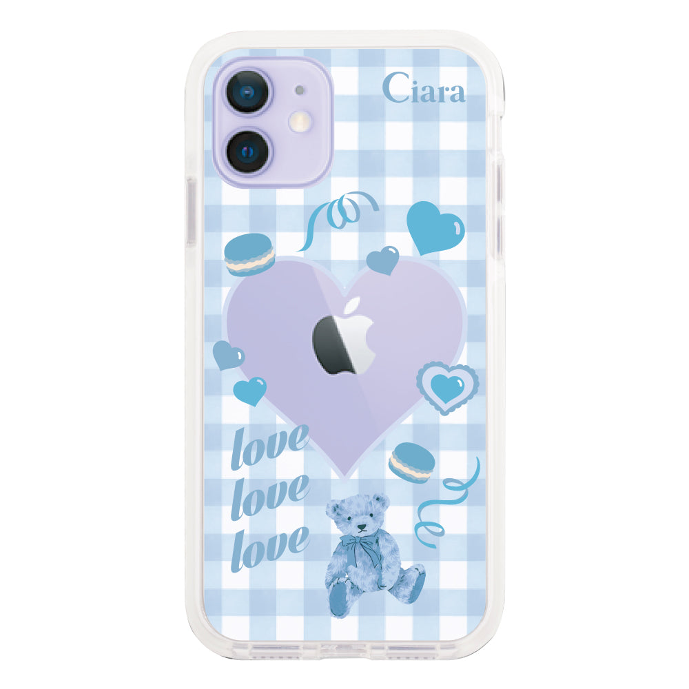 iPhone12/12Proケース クッションバンパー 耐衝撃クリアケース マイスウィーティー ブルー