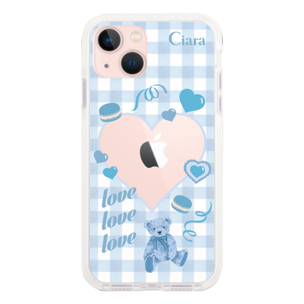 iPhone13ケース クッションバンパー 耐衝撃クリアケース マイスウィーティー ブルー