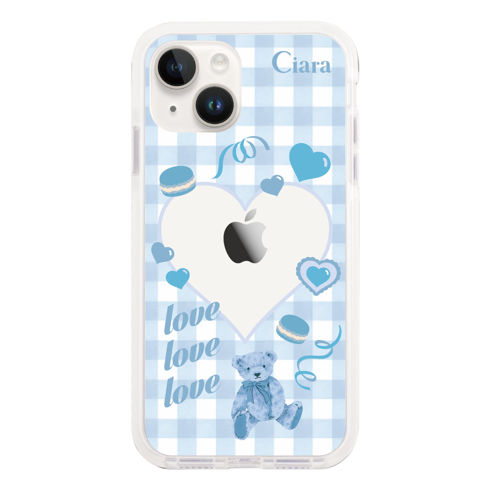 iPhone14ケース クッションバンパー 耐衝撃クリアケース マイスウィーティー ブルー