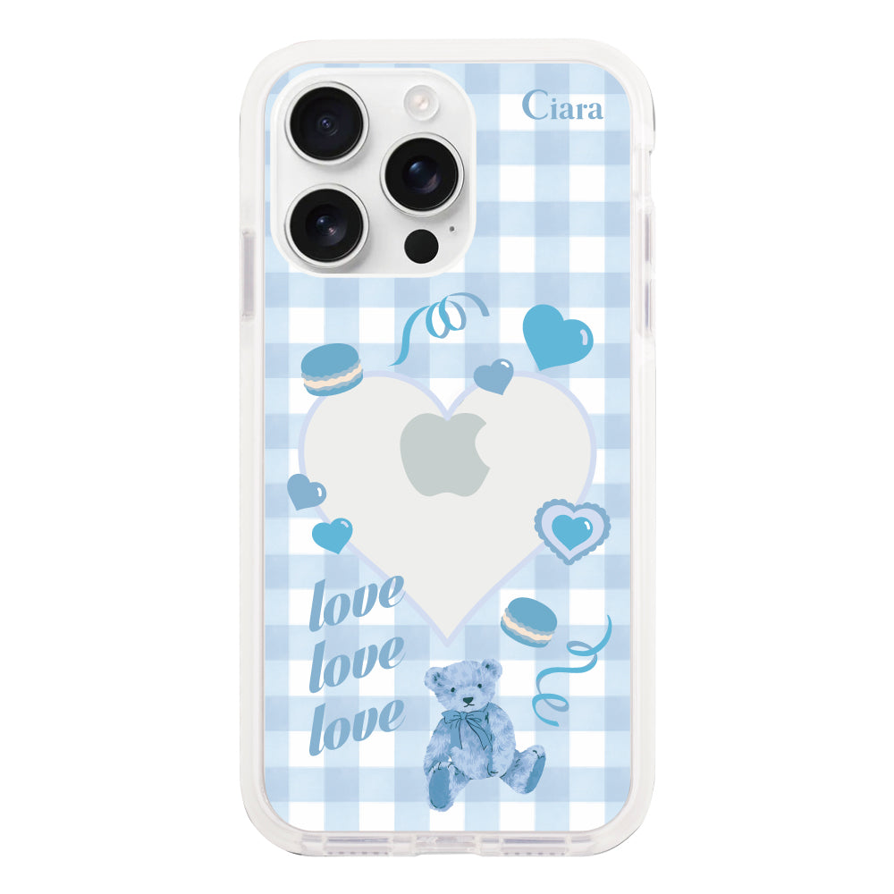 iPhone16ProMax クッションバンパー 耐衝撃クリアケース マイスウィーティー ブルー
