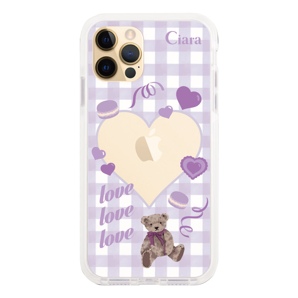 iPhone11ProMaxケース クッションバンパー 耐衝撃クリアケース マイスウィーティー パープル