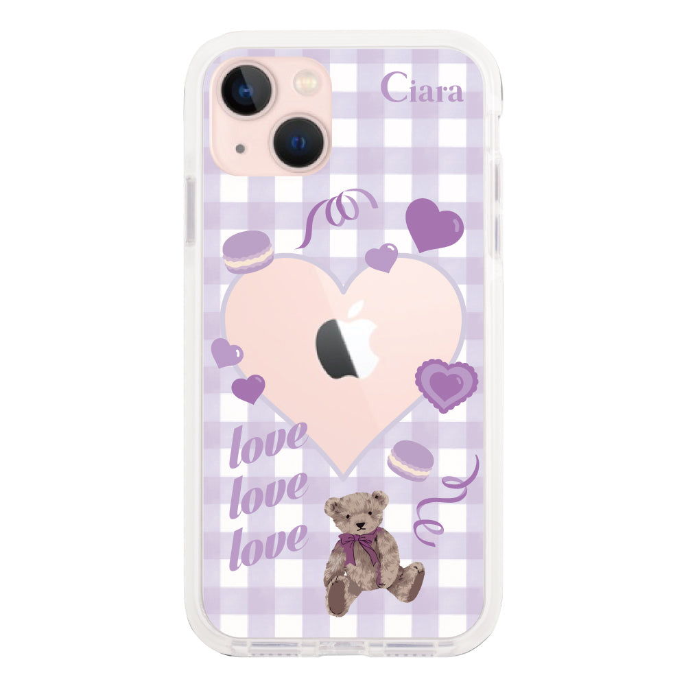 iPhone13 クッションバンパー 耐衝撃クリアケース マイスウィーティー パープル