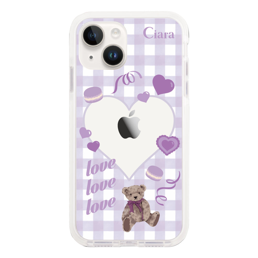 iPhone14ケース クッションバンパー 耐衝撃クリアケース マイスウィーティー パープル