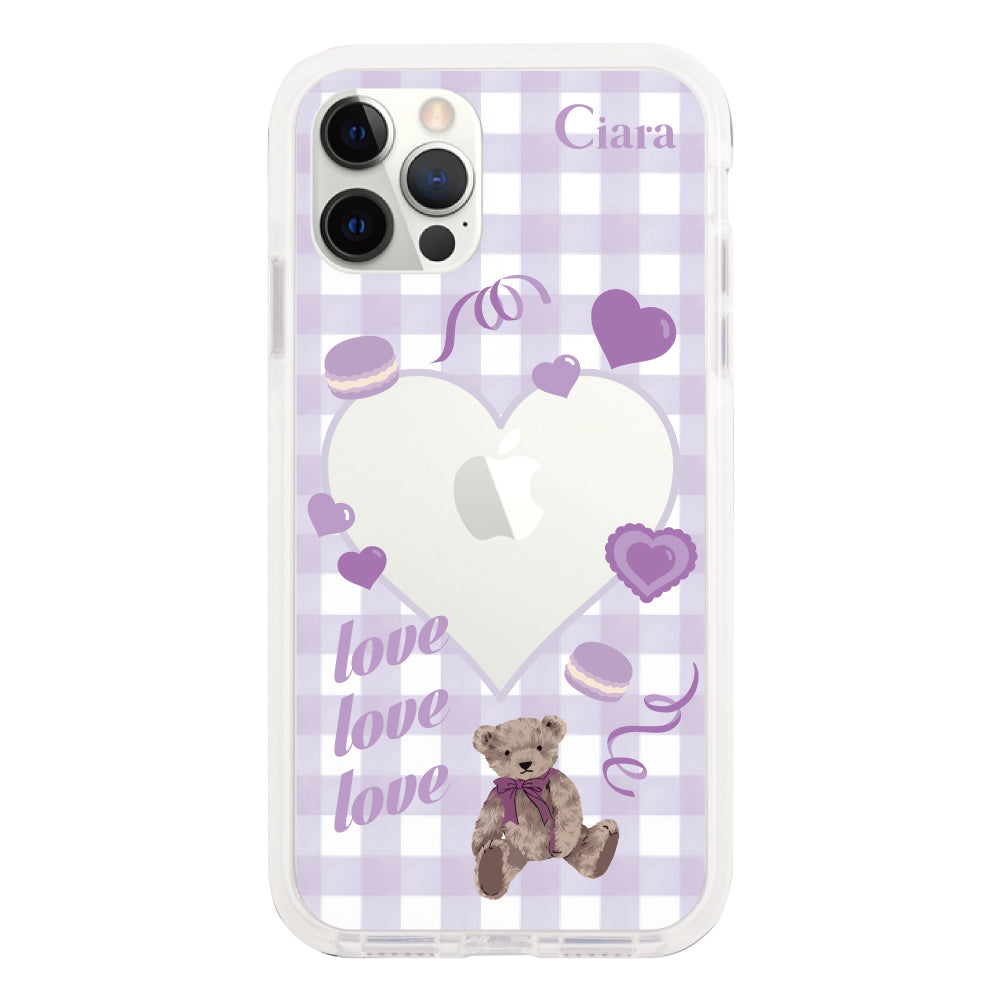 iPhoneXSMAXケース クッションバンパー 耐衝撃クリアケース マイスウィーティー パープル