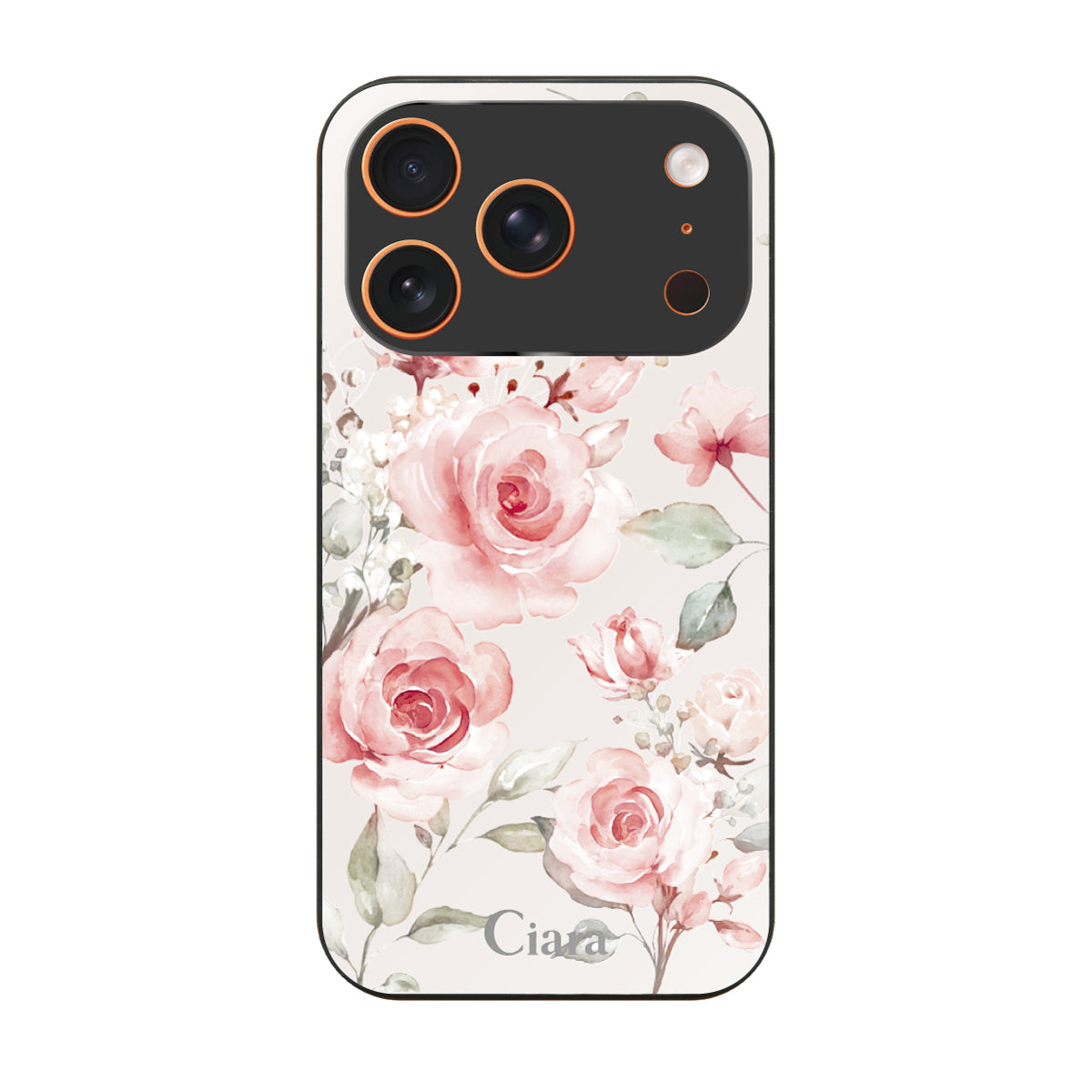 iPhone17ProMax ガラス 強化ガラスケース スプリンクルフラワー ピンク