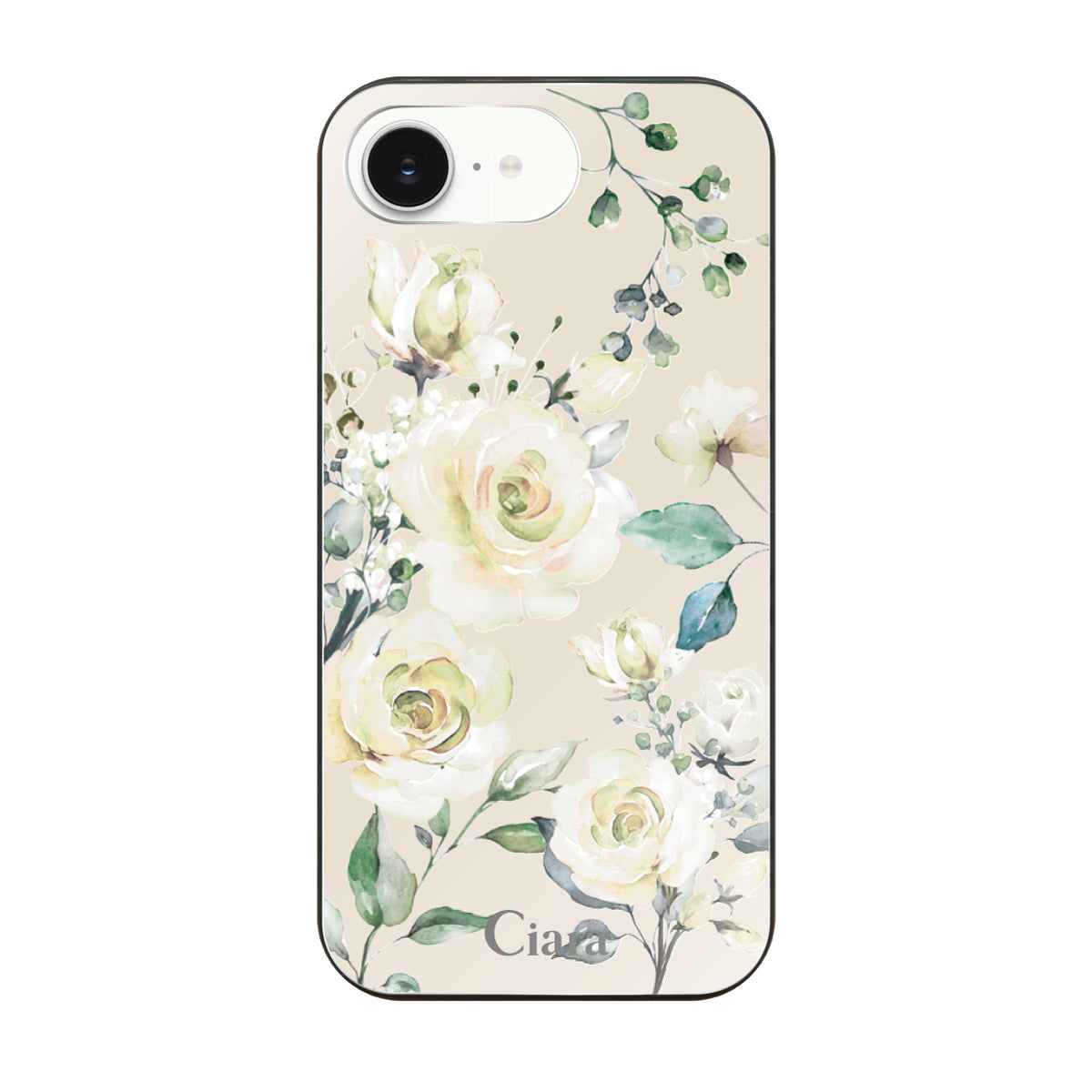 iPhone16eケース ガラス 強化ガラスケース スプリンクルフラワー イエロー