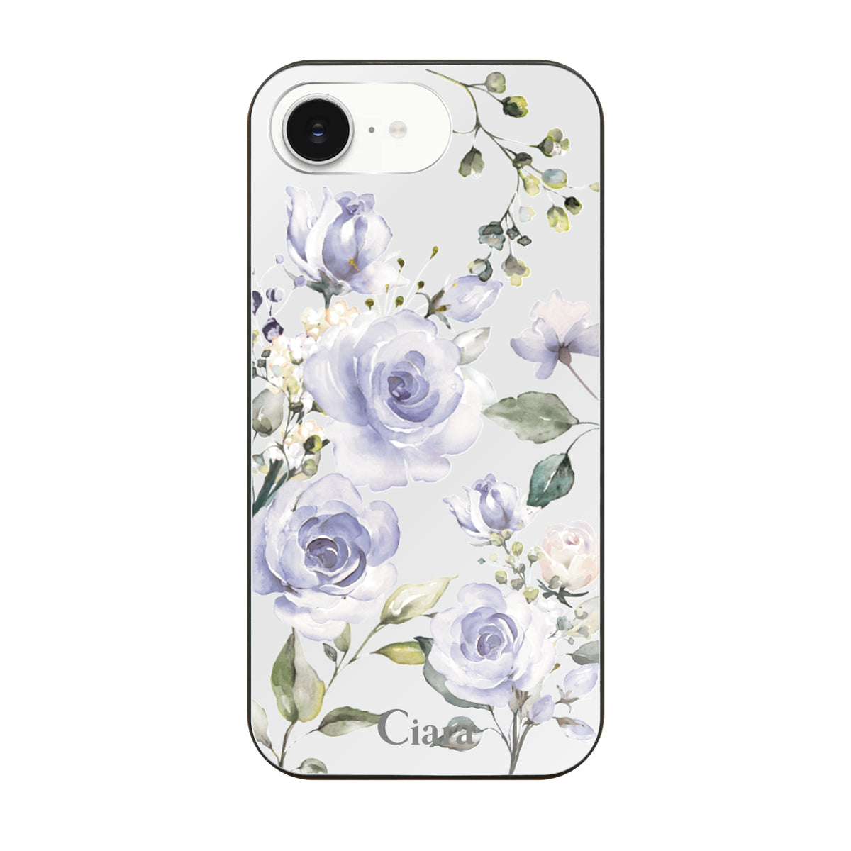 iPhone16eケース ガラス 強化ガラスケース スプリンクルフラワー パープル
