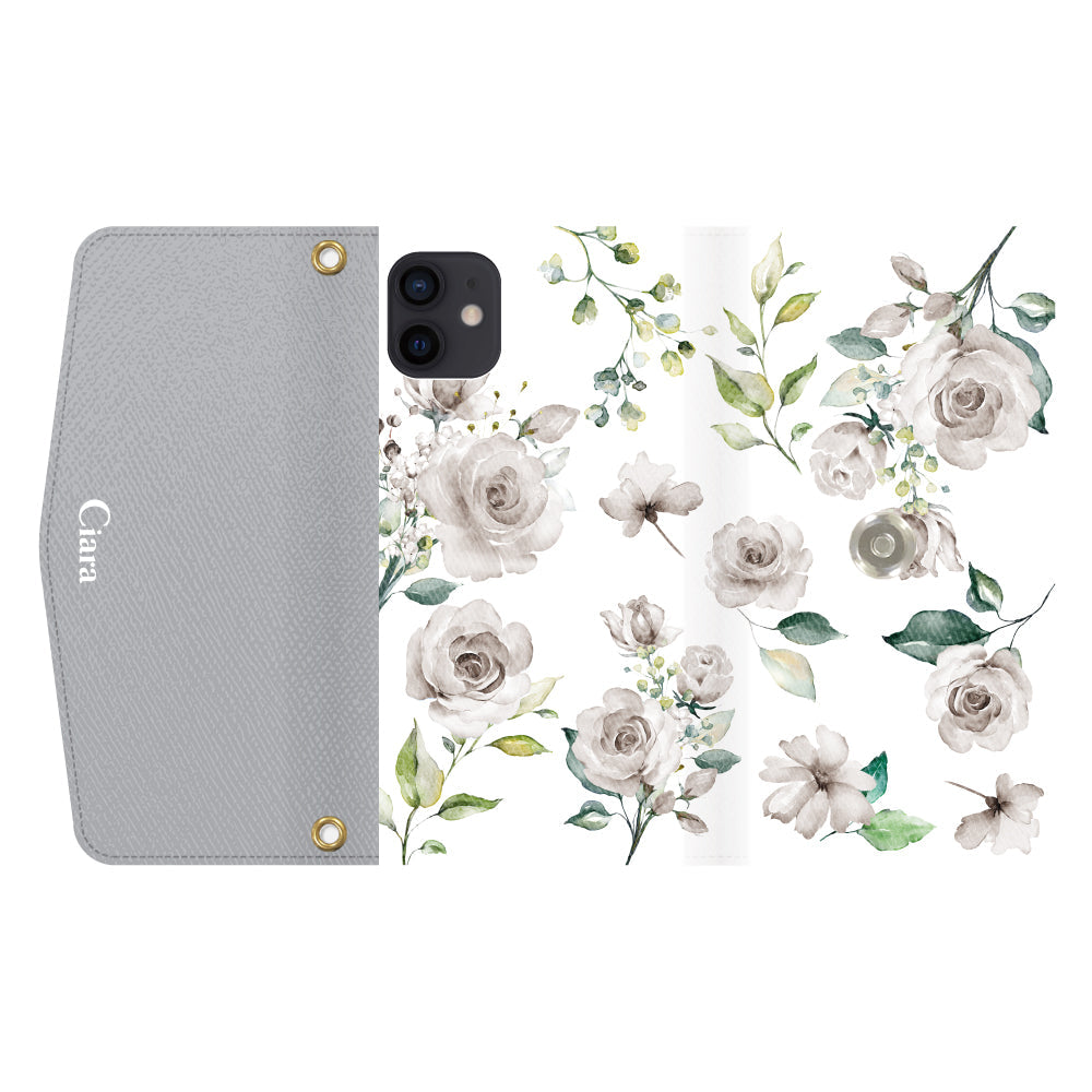 iPhoneXRケース 手帳型カード収納レザーケース スプリンクルフラワー イエロー