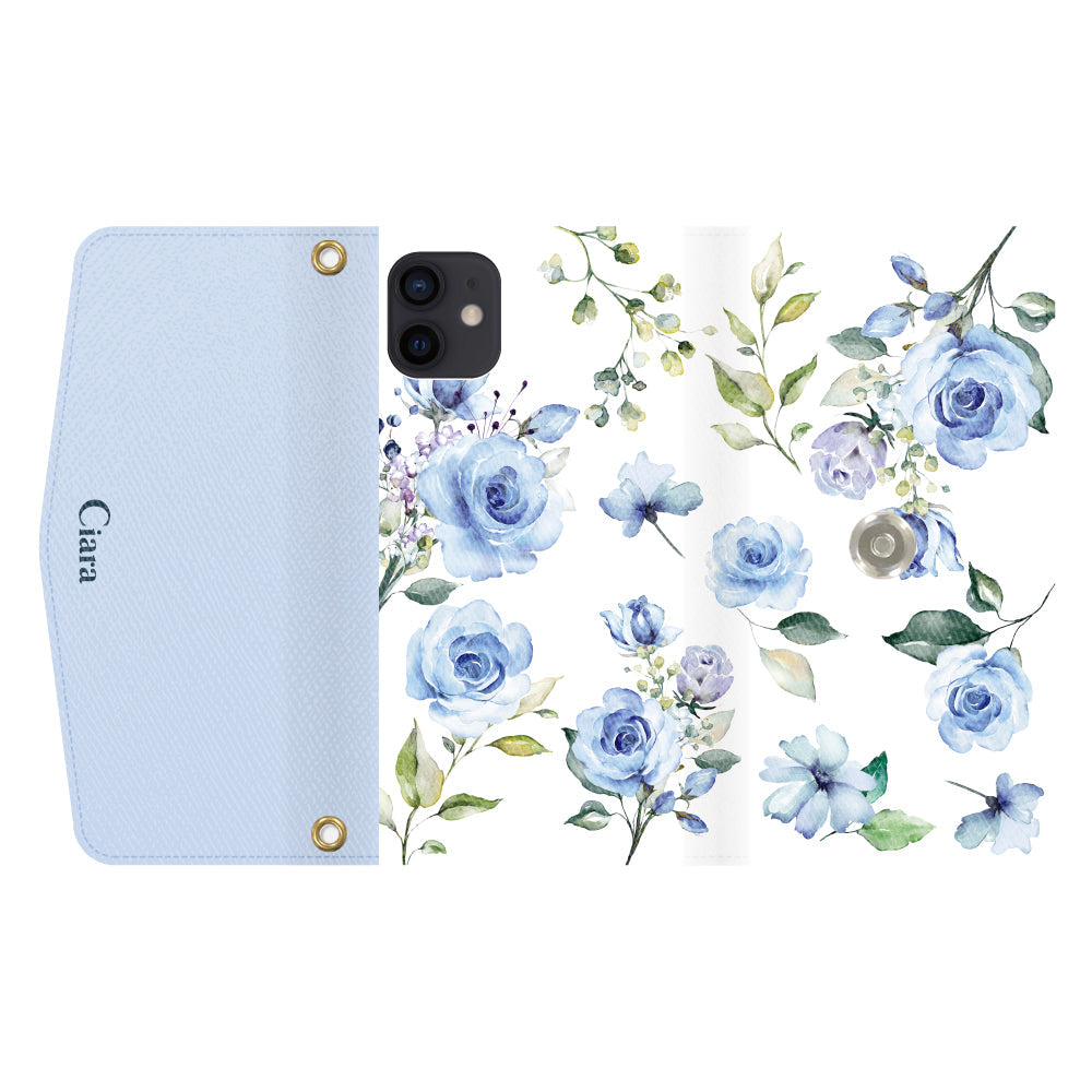 iPhoneXRケース 手帳型カード収納レザーケース スプリンクルフラワー パープル