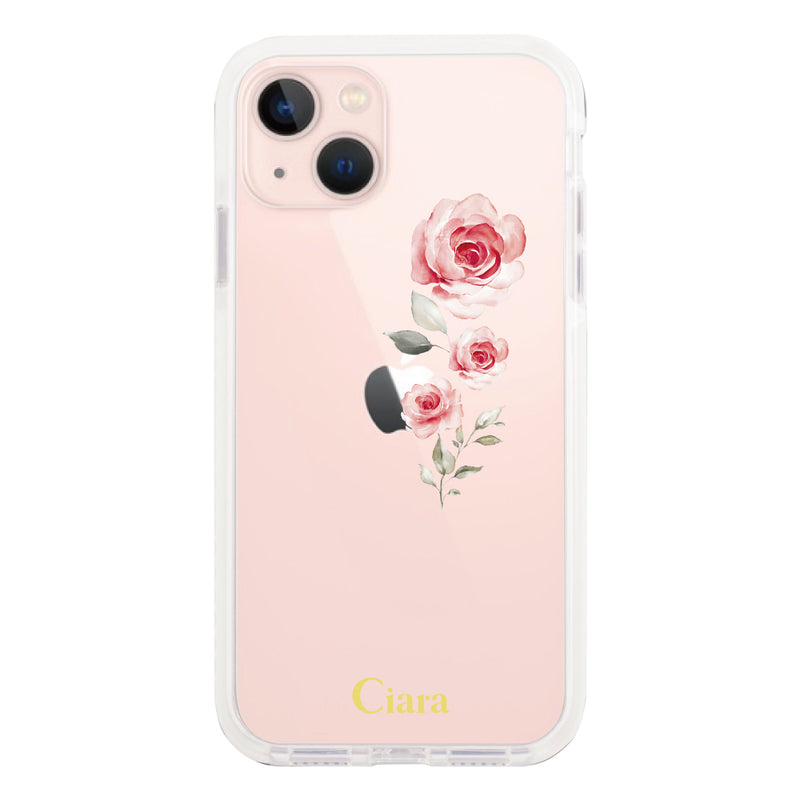 iPhoneケース クッションバンパー 耐衝撃クリアケース ヴァーティカルフラワー