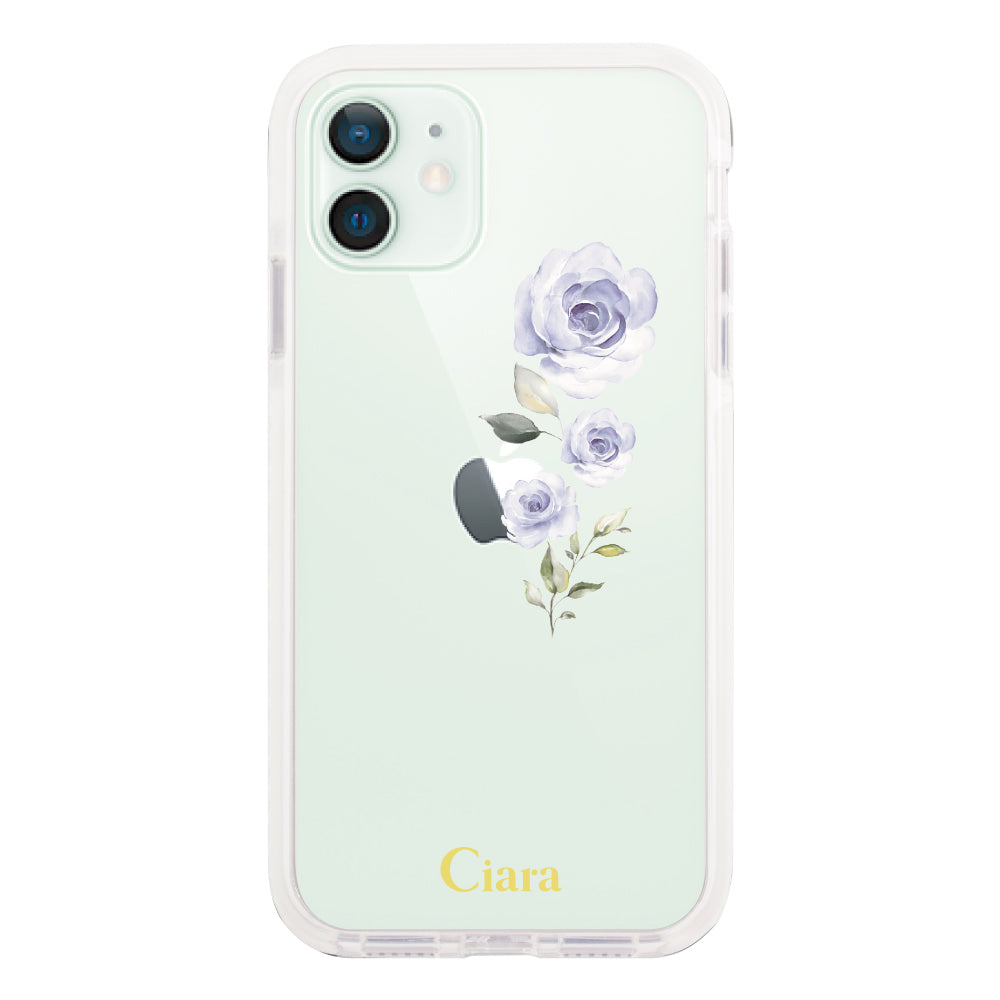iPhone12mini クッションバンパー 耐衝撃クリアケース ヴァーティカルフラワー イエロー