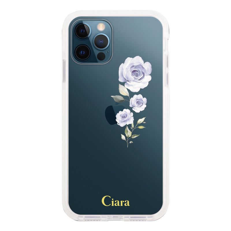 iPhoneケース クッションバンパー 耐衝撃クリアケース ヴァーティカルフラワー