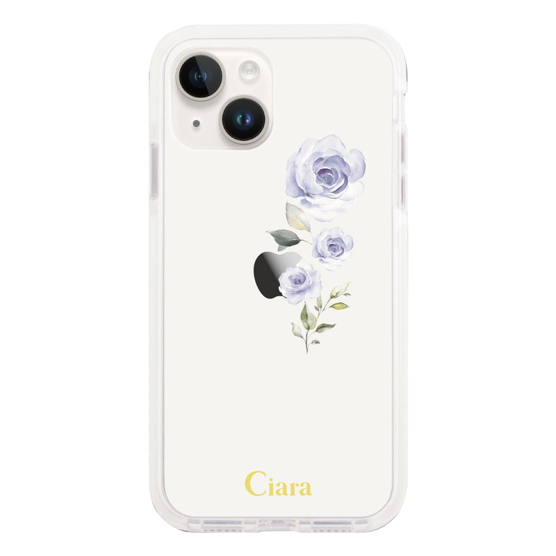 iPhoneケース クッションバンパー 耐衝撃クリアケース ヴァーティカルフラワー