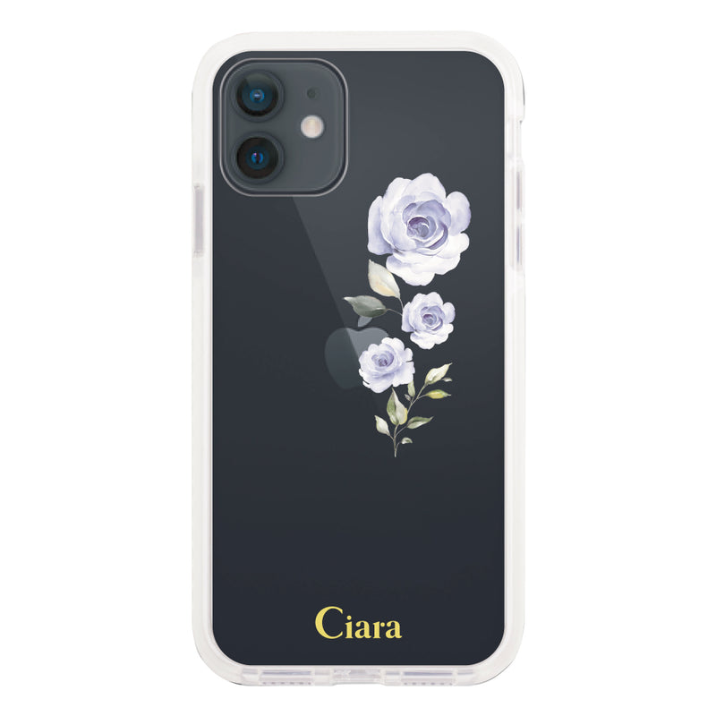iPhoneケース クッションバンパー 耐衝撃クリアケース ヴァーティカルフラワー