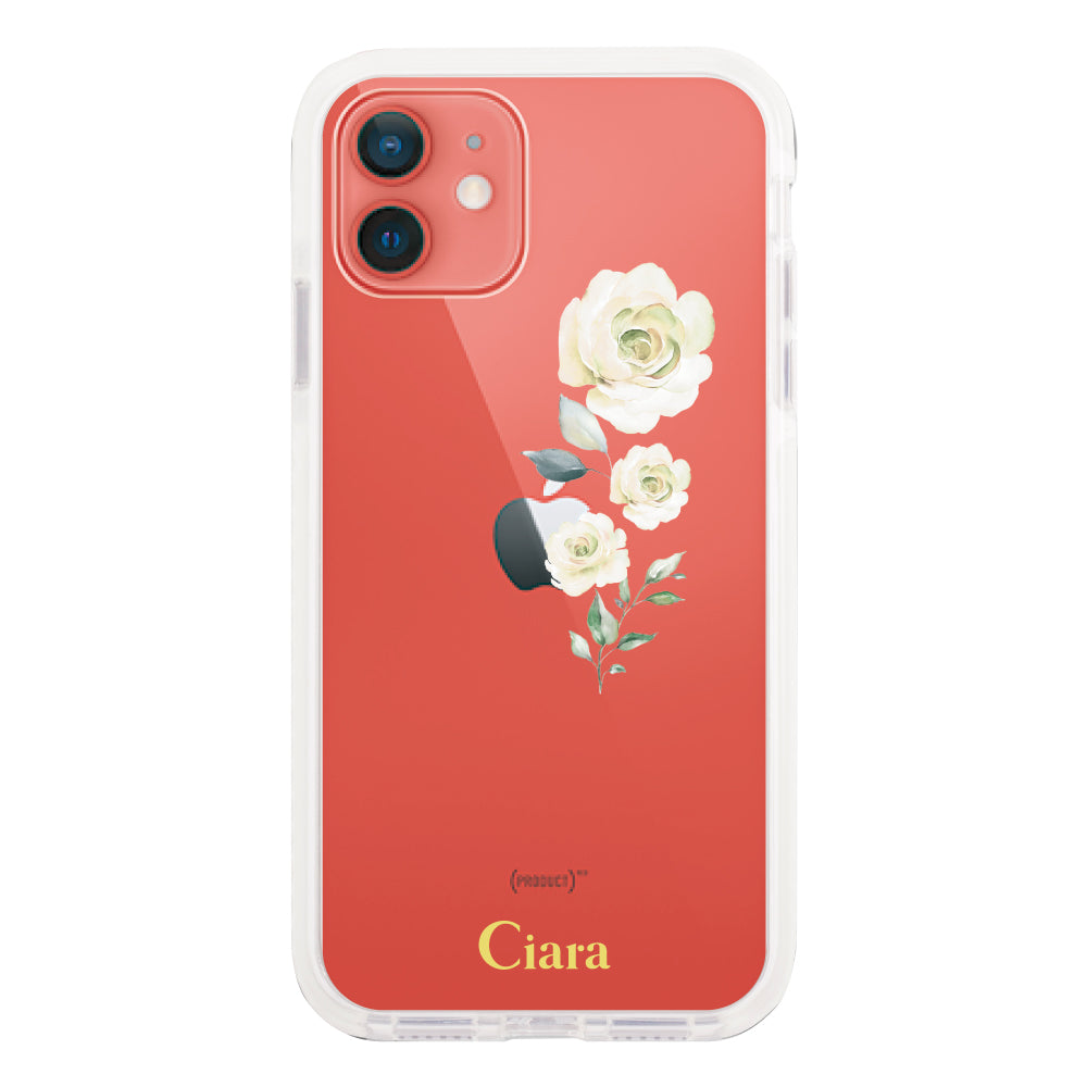 iPhone11 クッションバンパー 耐衝撃クリアケース ヴァーティカルフラワー ブルー