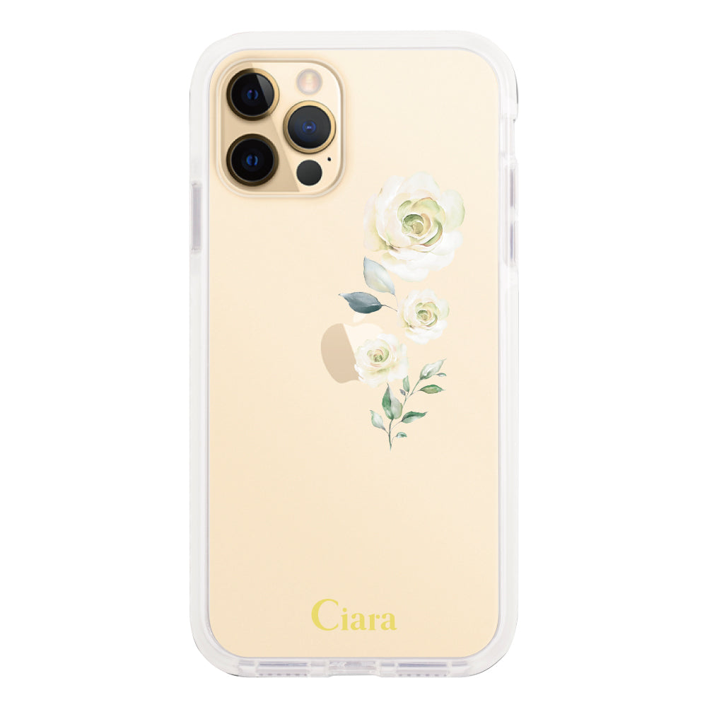 iPhone11ProMax クッションバンパー 耐衝撃クリアケース ヴァーティカルフラワー ブルー