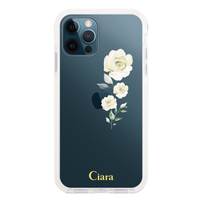 iPhoneケース クッションバンパー 耐衝撃クリアケース ヴァーティカルフラワー