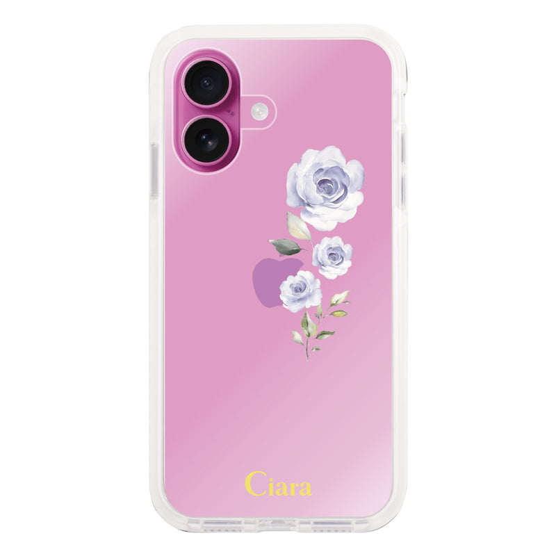 iPhoneケース クッションバンパー 耐衝撃クリアケース ヴァーティカルフラワー