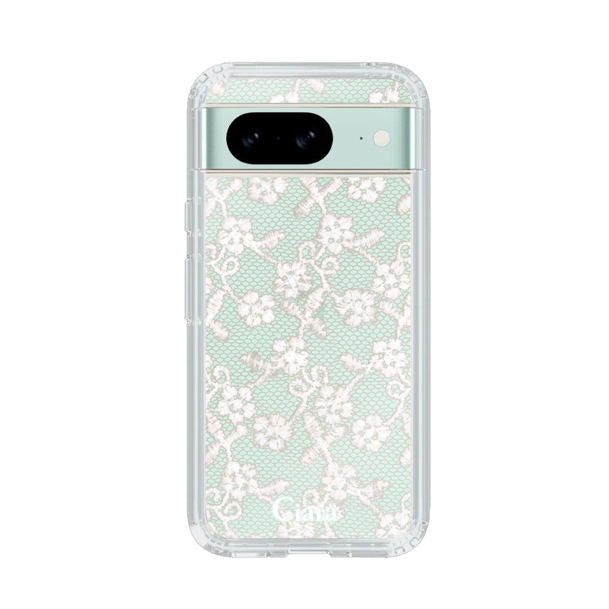 GooglePixel8 クリアケース ファブリックスモールフラワーレース ホワイト