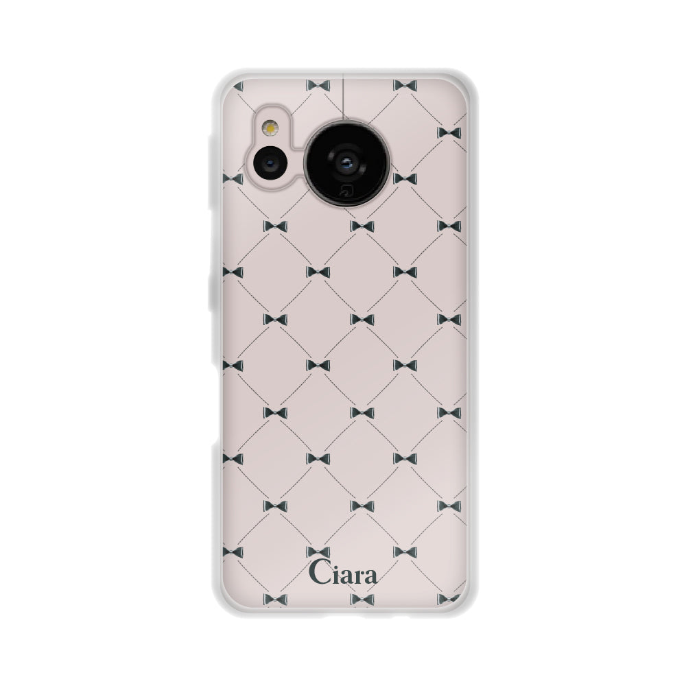 AQUOSSENSE7ケース クリアケース キルティングリボン ブラック