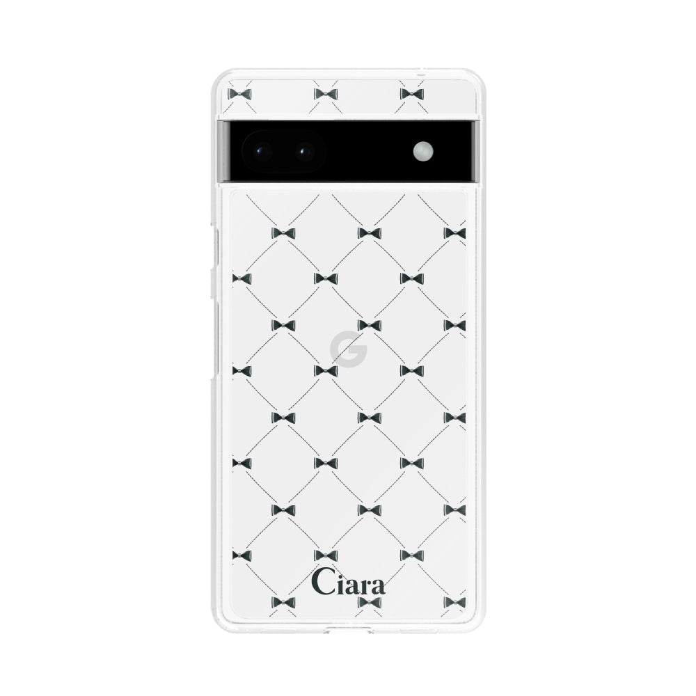 GooglePixel6aケース クリアケース キルティングリボン ブラック