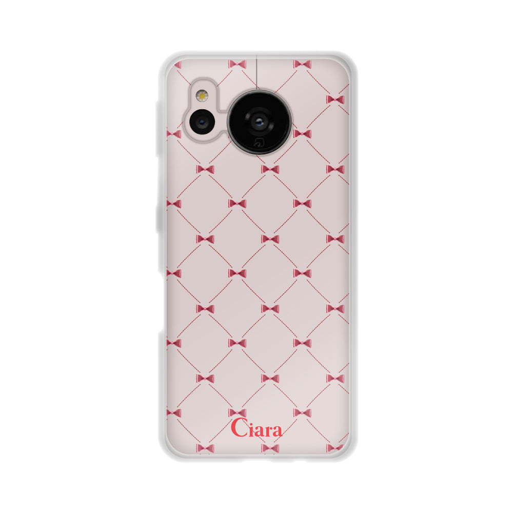 AQUOSSENSE7ケース クリアケース キルティングリボン レッド