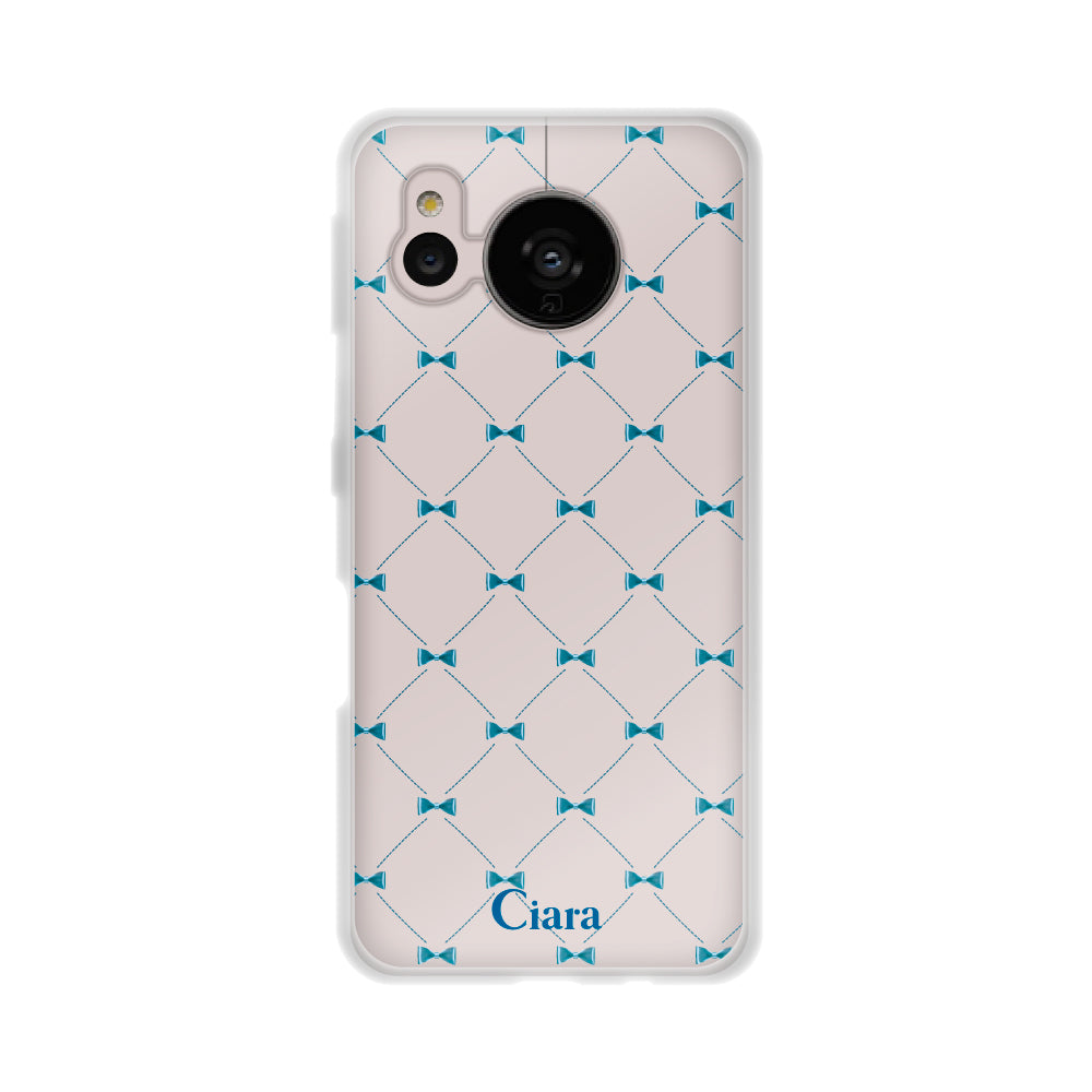 AQUOSSENSE7ケース クリアケース キルティングリボン ブルー