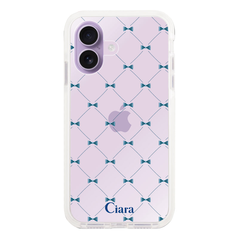 iPhoneケース クッションバンパー 耐衝撃クリアケース キルティングリボン