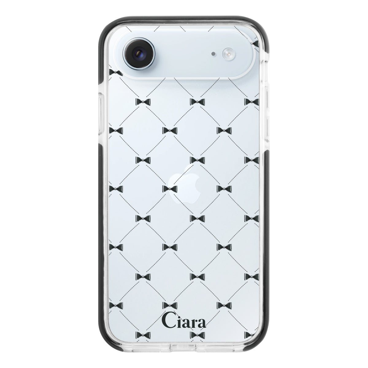 iPhoneAir クッションバンパー 耐衝撃クリアケース キルティングリボン ブラック