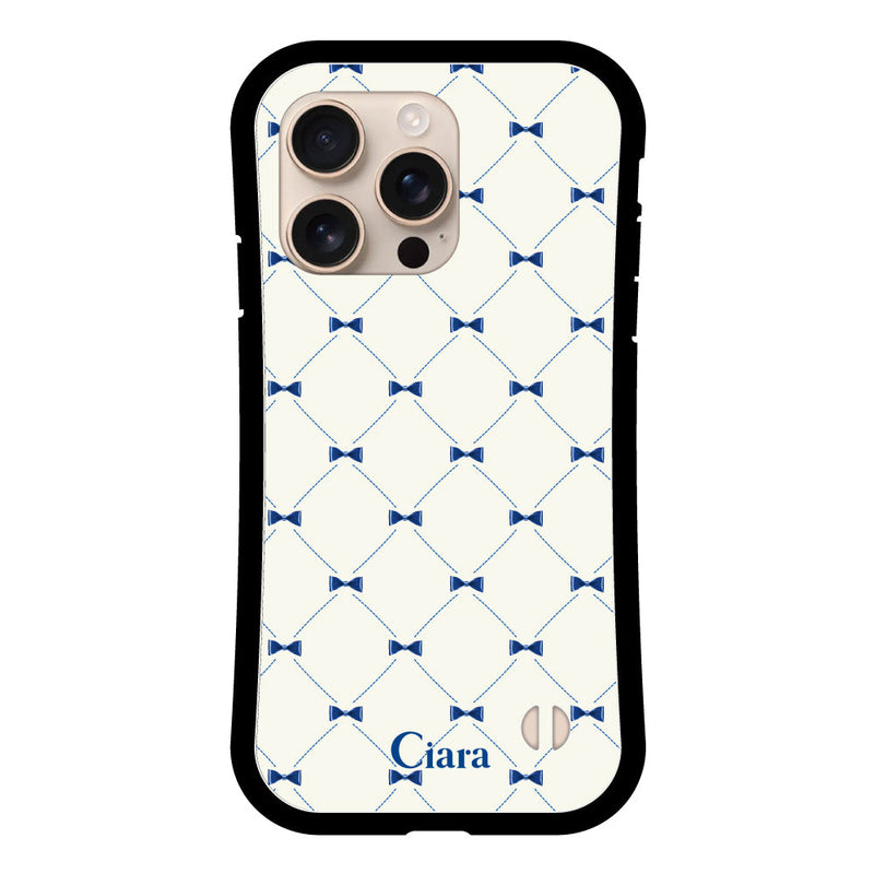 iPhoneケース グリップ 耐衝撃ケース キルティングリボン