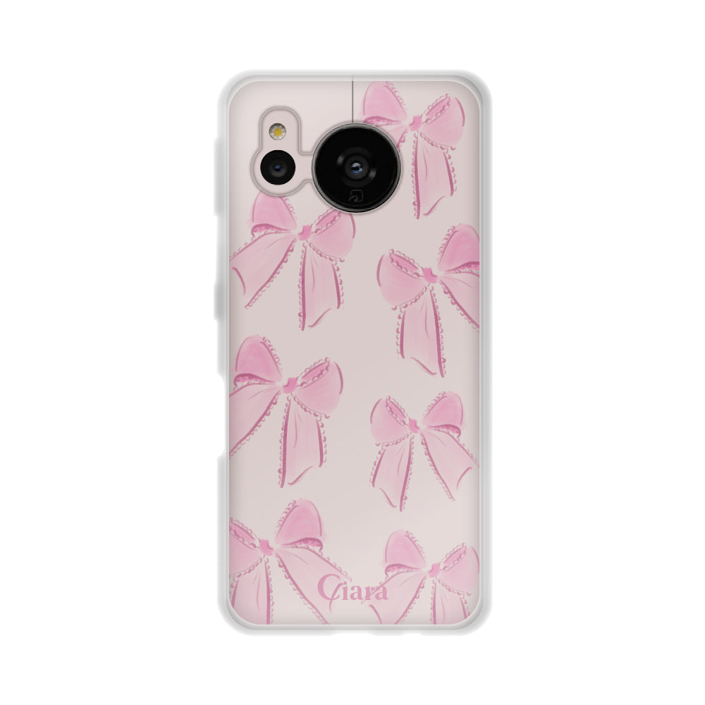 AQUOSSENSE7ケース クリアケース ウォーターリボン ピンク