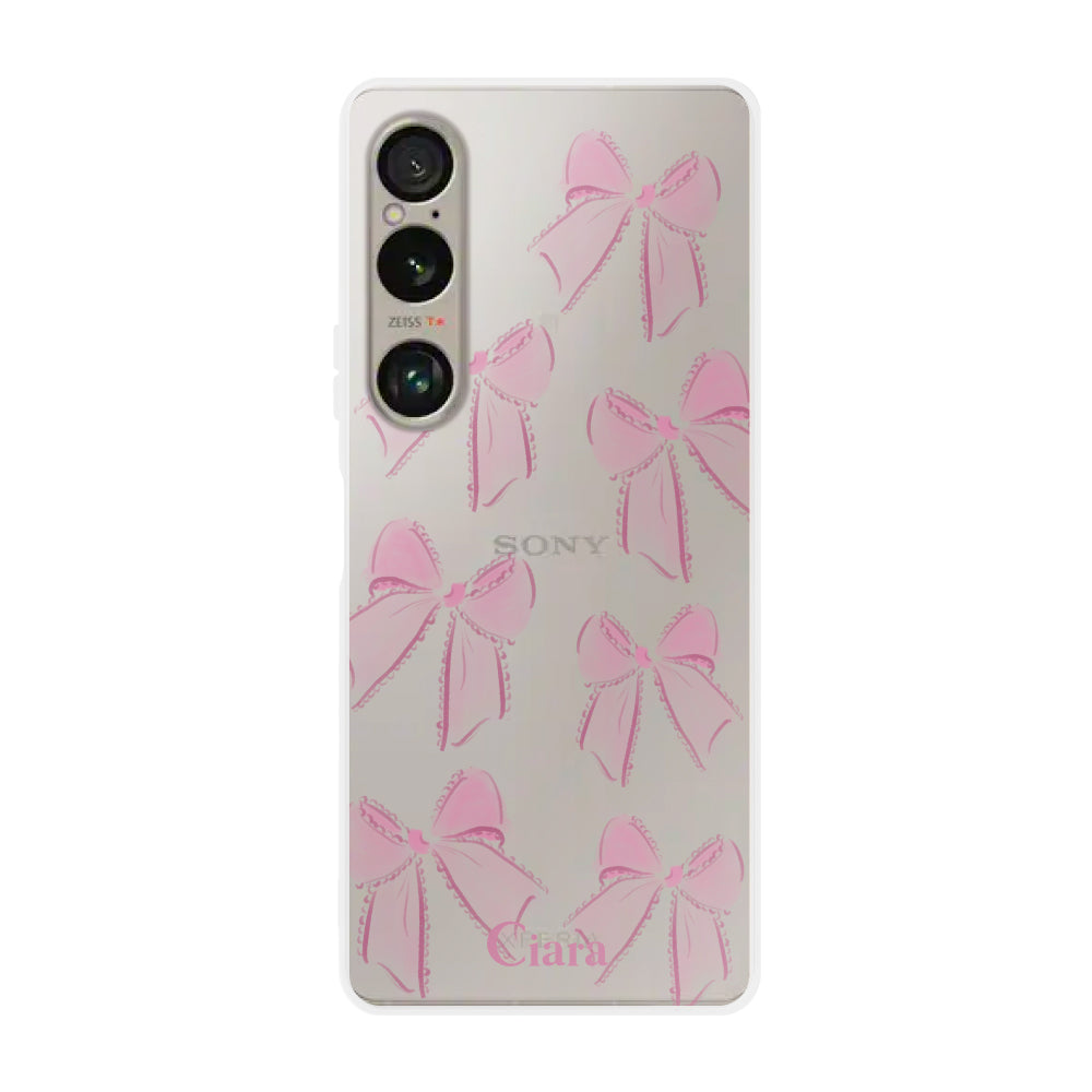 Xperia10VI クリアケース ウォーターリボン ピンク