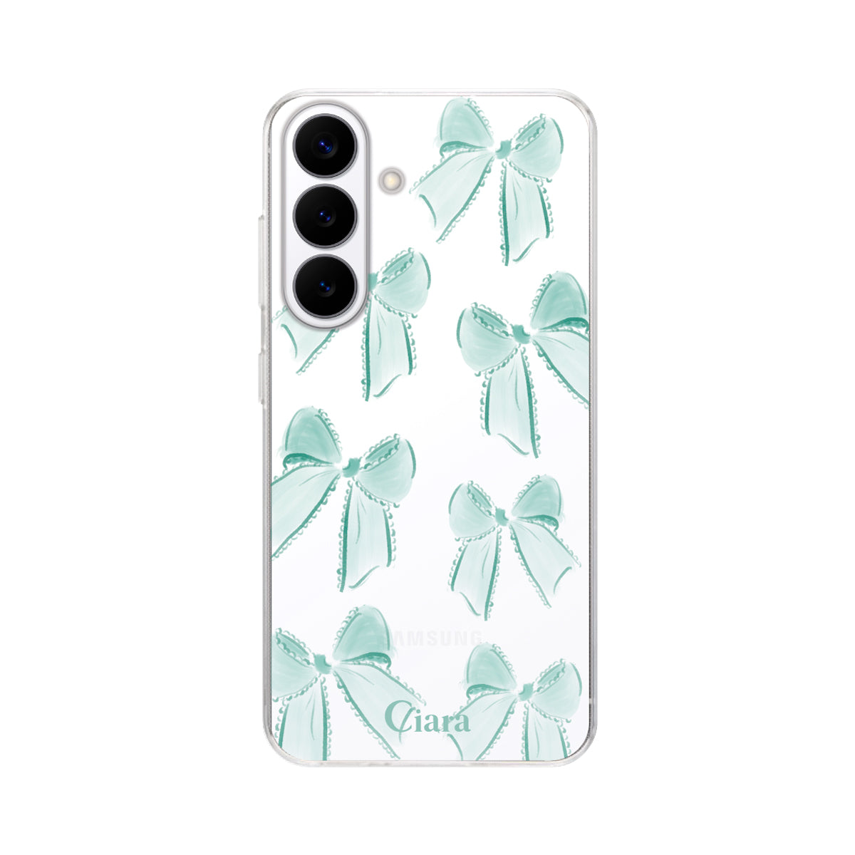 GalaxyS26 クリアケース ウォーターリボン グリーン