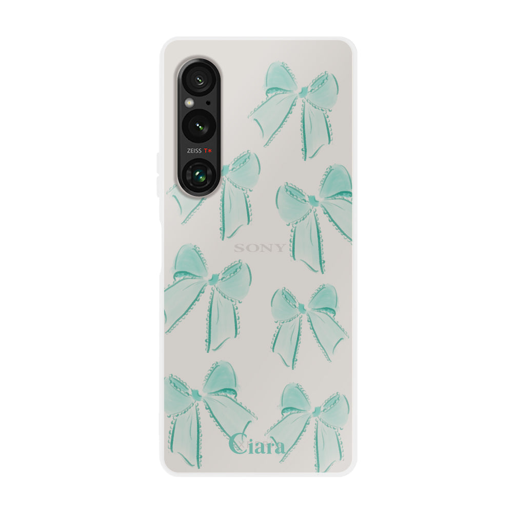 Xperia10Ⅴ クリアケース ウォーターリボン グリーン