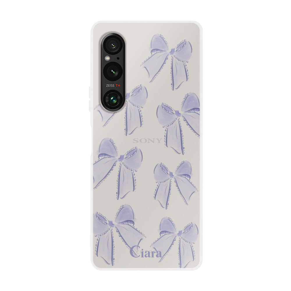 Xperia10Ⅴ クリアケース ウォーターリボン パープル