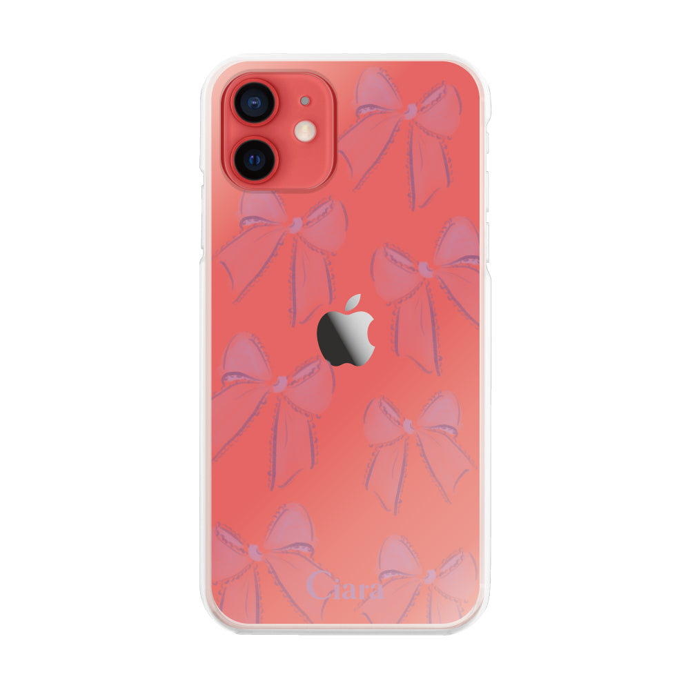 iPhone11 ハイブリッド クリアケース ウォーターリボン ピンク
