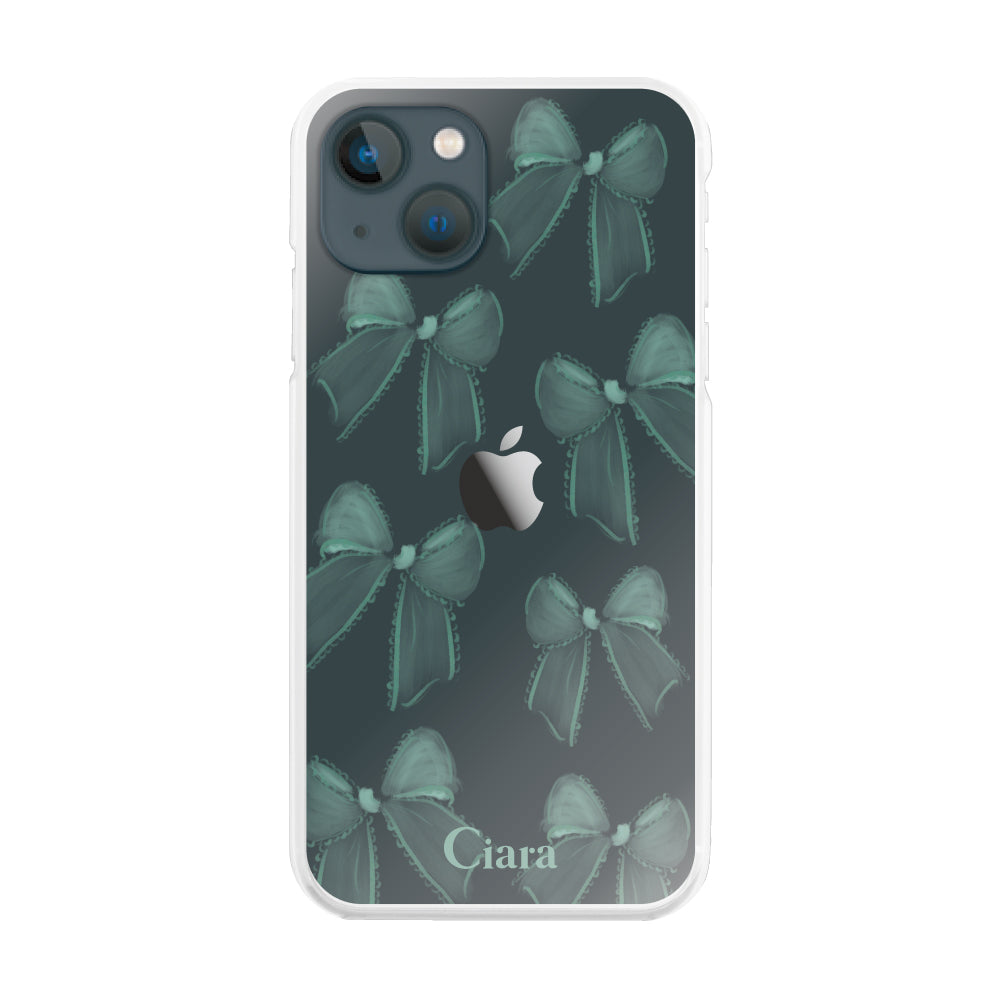 iPhone13mini ハイブリッド クリアケース ウォーターリボン グリーン