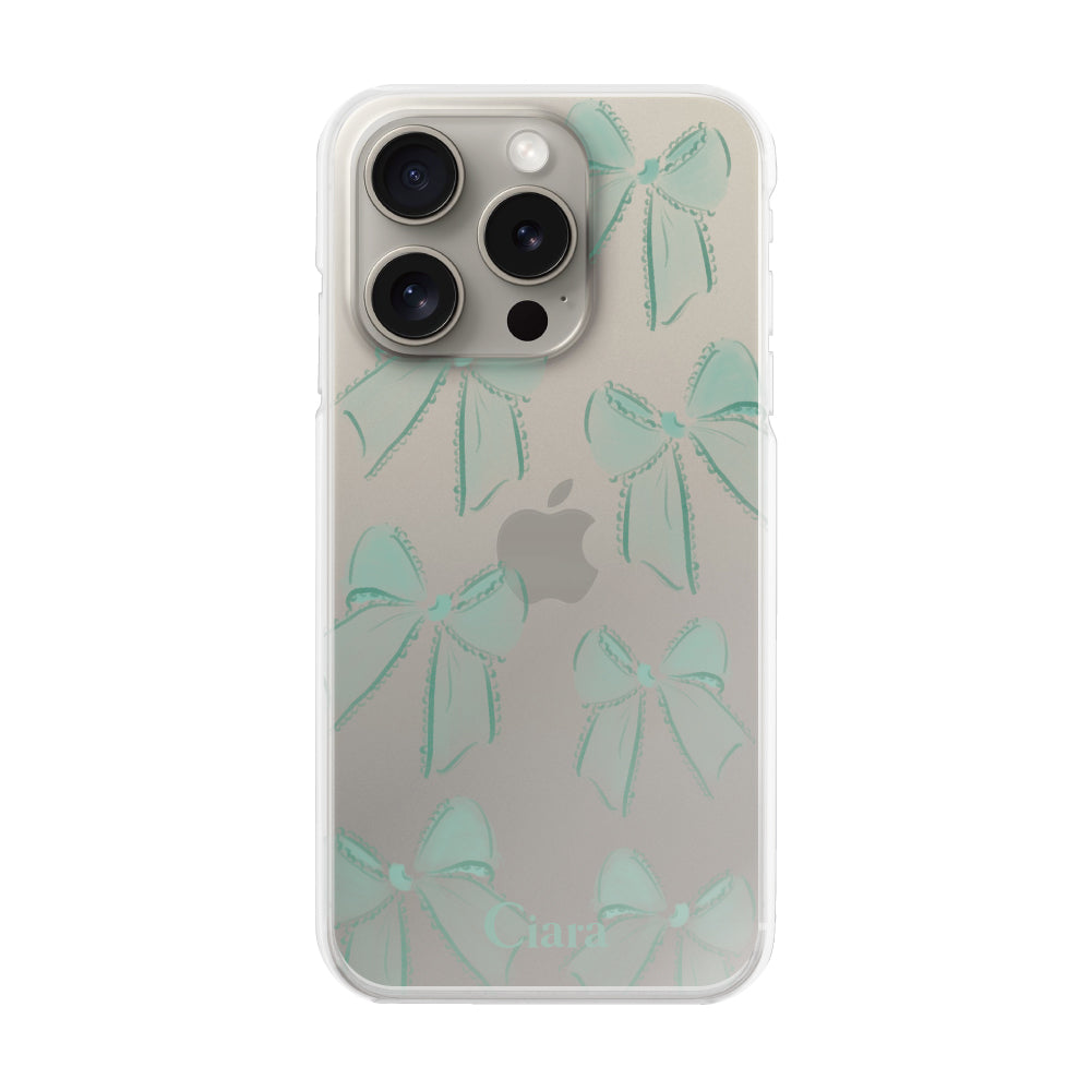 iPhone15Pro ハイブリッド クリアケース ウォーターリボン グリーン