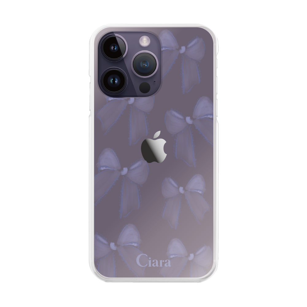 iPhone14ProMax ハイブリッド クリアケース ウォーターリボン パープル