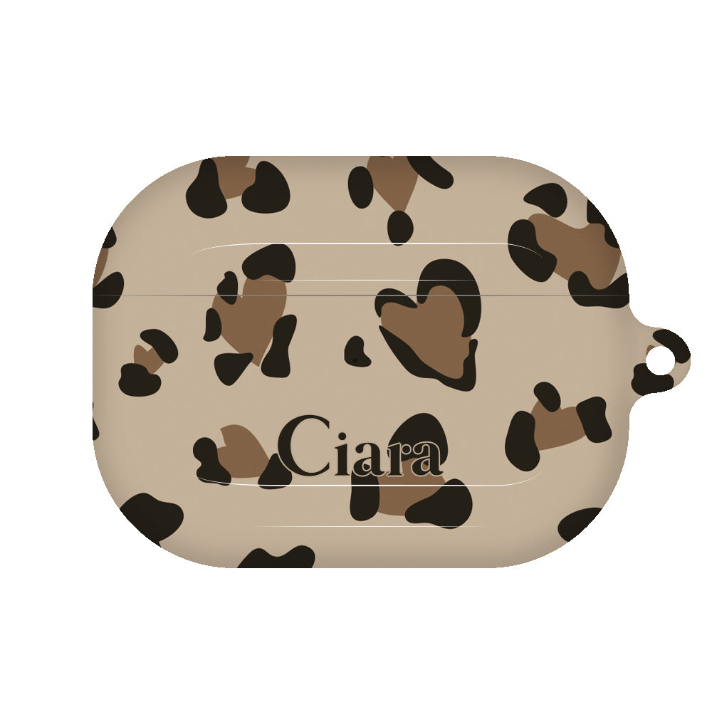 AirpodsProケース ハード レオパード ブラウン