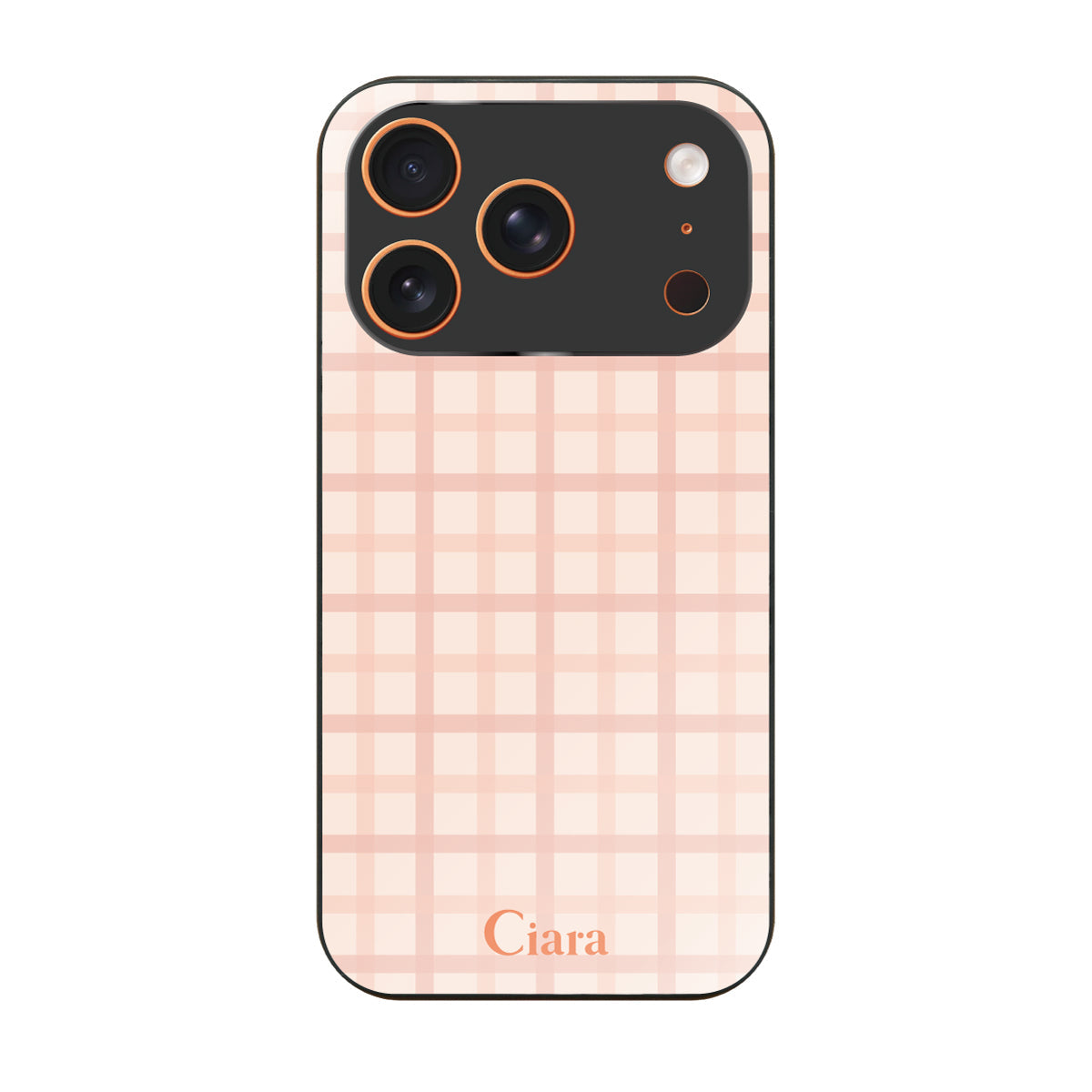 iPhone17ProMax ガラス 強化ガラスケース ブロックチェック ピンク