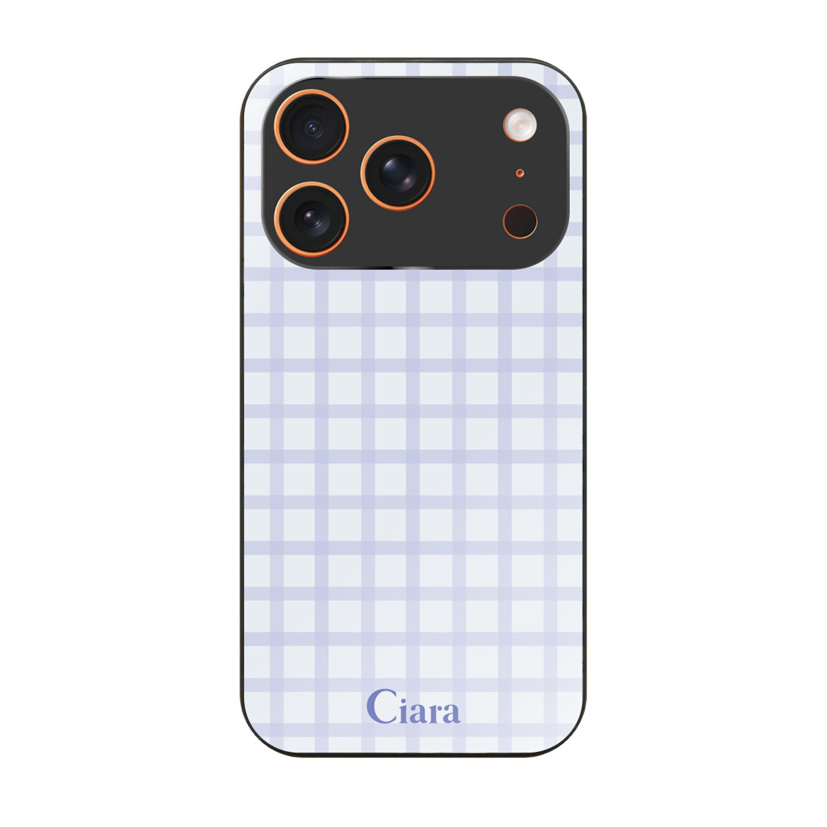 iPhone17ProMax ガラス 強化ガラスケース ブロックチェック ブルー