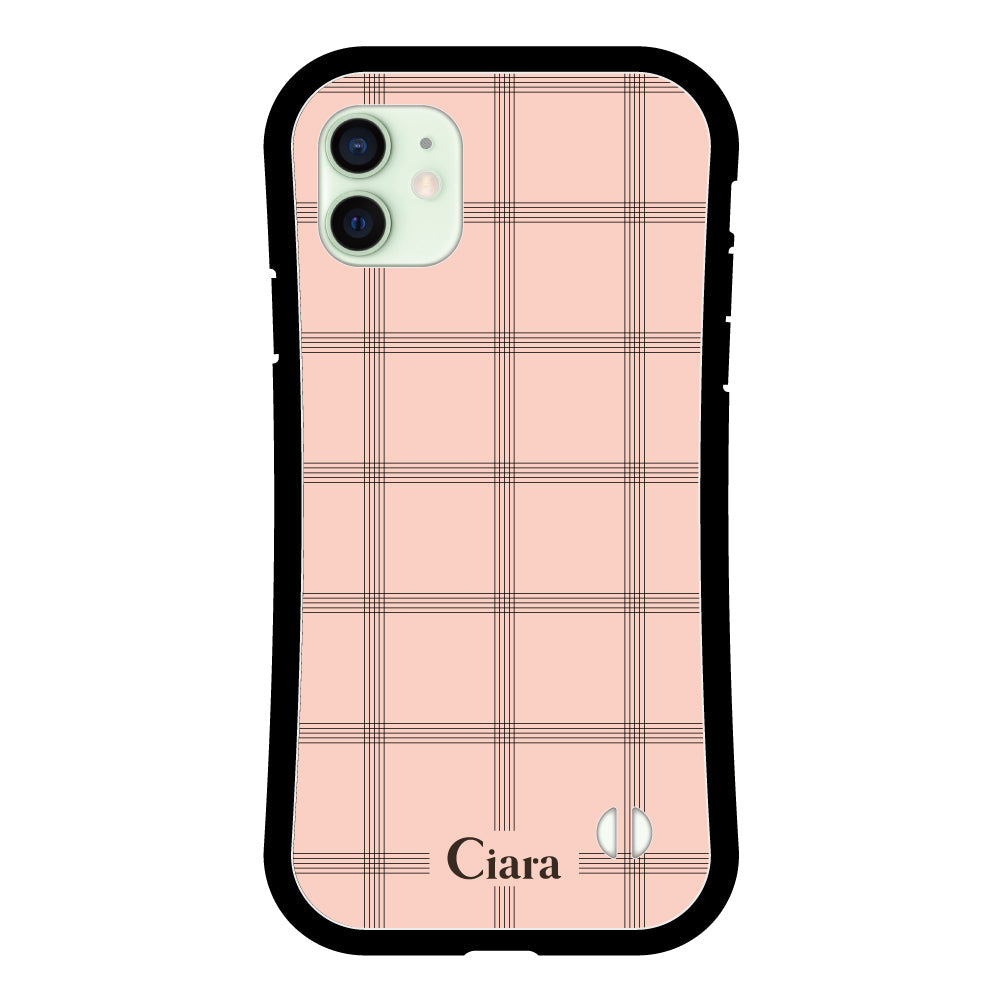 iPhone12miniケース グリップ 耐衝撃ケース グラフチェック ママレード